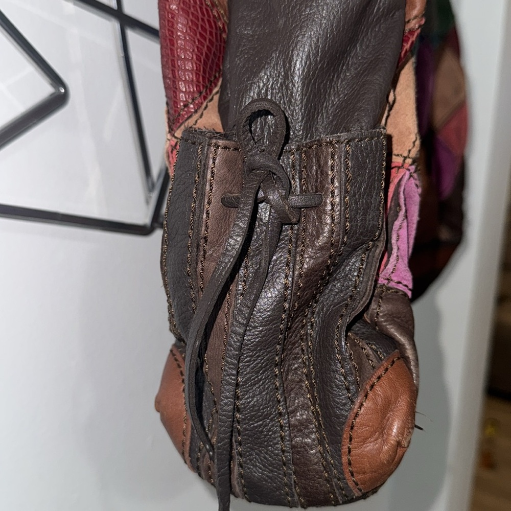 RARE Lucky Brand Boho Indie Multicolored Suede Leather Hobo Bag - Picture 10 of 10